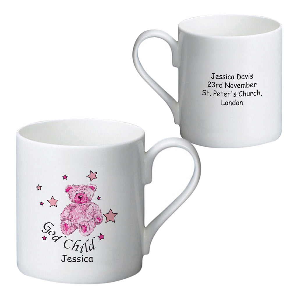 Teddy & Stars Pink Godchild Bone China Mug