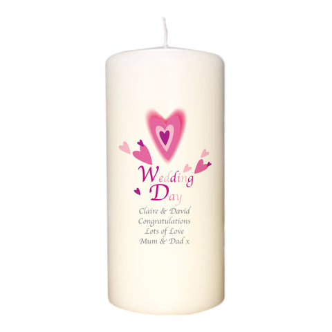 Red Hearts Wedding Day Candle