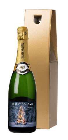 Tree Lights Christmas Champagne in a Gold Gift box