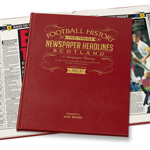 Scotland Football Newspaper Book Leather Red Cover