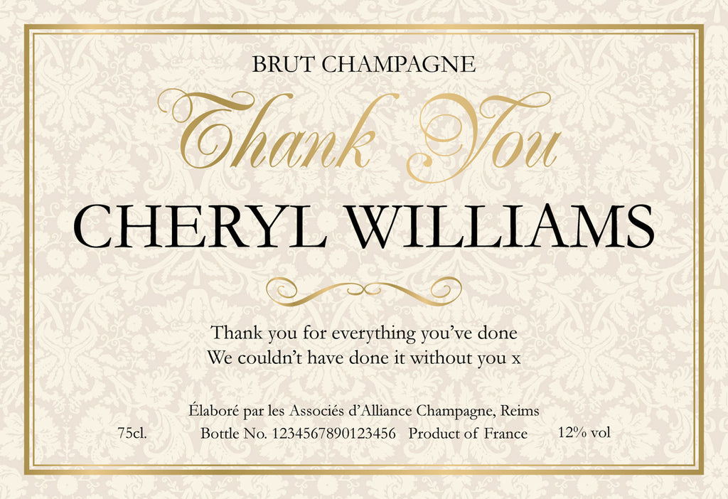 Thank You Floral Labels for Champagne (Pack of 12)