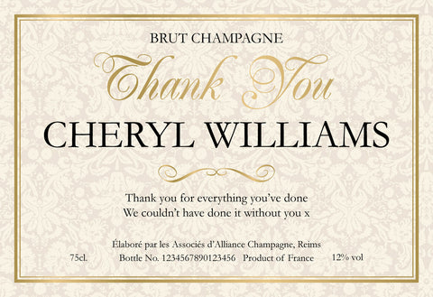 Thank You Floral Labels for Champagne (Pack of 12)