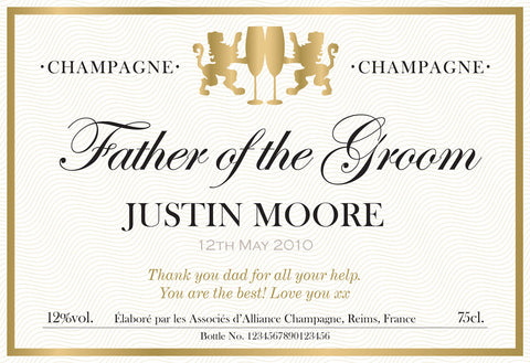 Authentic Wedding Labels for Champagne