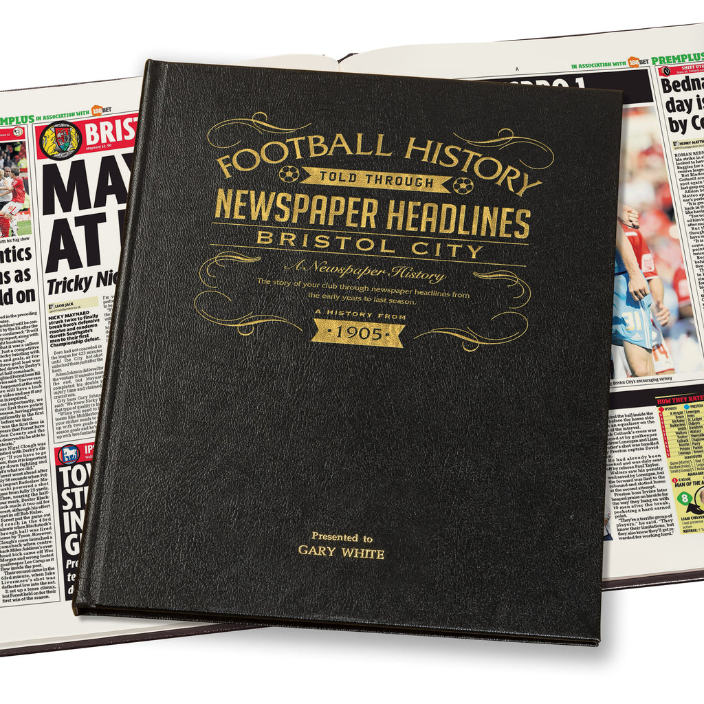 Bristol City Football Newspaper Book Leather Black Cover