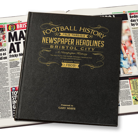 Bristol City Football Newspaper Book Leather Black Cover