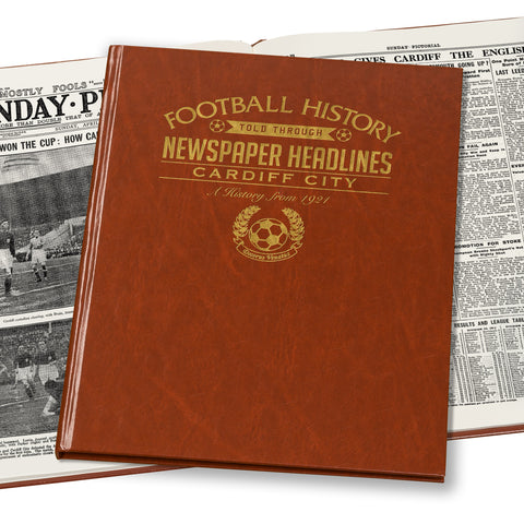 Cardiff City Football Newspaper Book - Brown Leatherette
