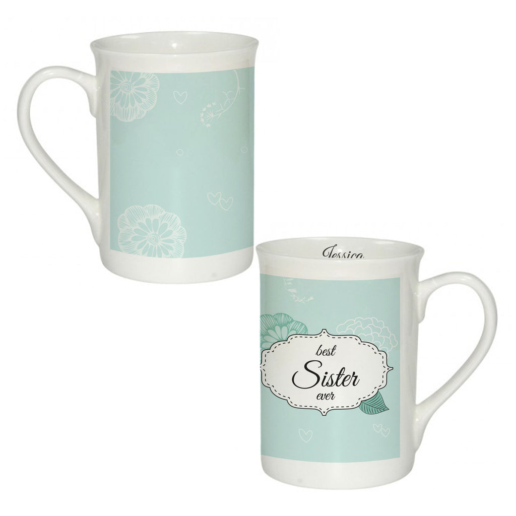 Best Ever Floral Turquoise Mug