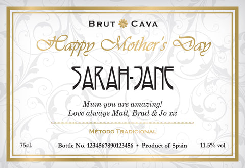Elegant Mother's Day Labels for Cava (Pack of 12)