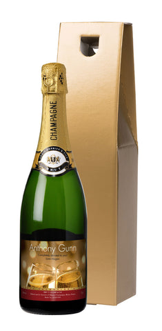 Valentine's Flutes Champagne in a Gold Gift Box