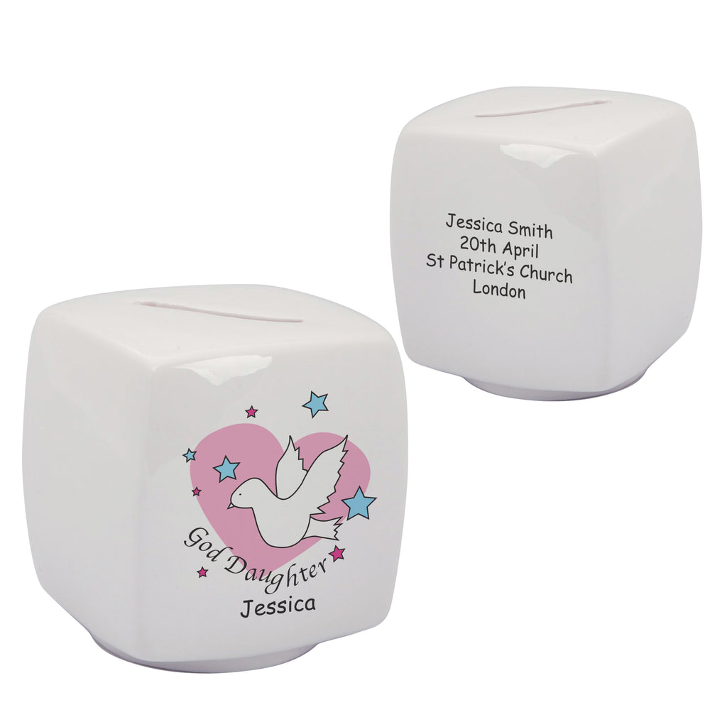 Dove & Hearts Pink Goddaughter Bone China Moneybox