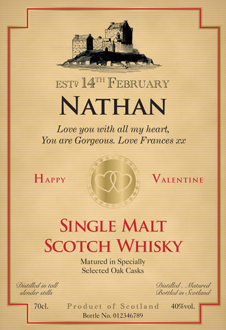 Valentine's Day Labels for Single Malt Whisky (Pack of 12)