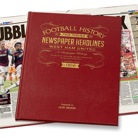 West Ham Newspaper Book - Leather Red Cover