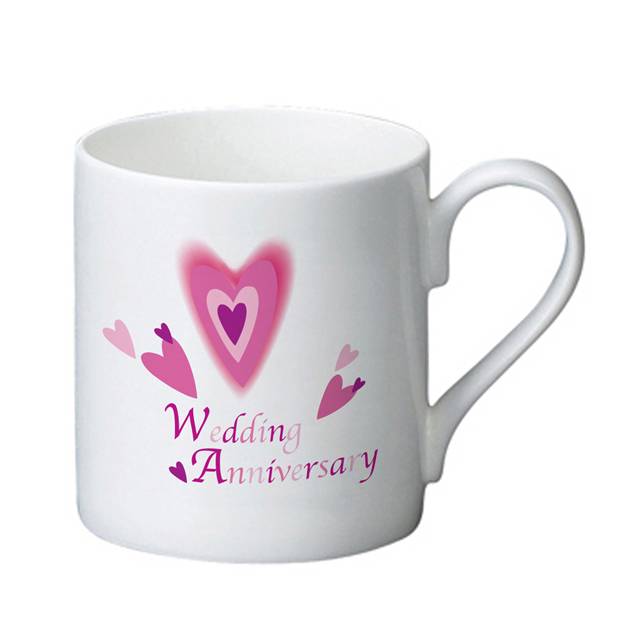Red Hearts Anniversary Bone China Mug