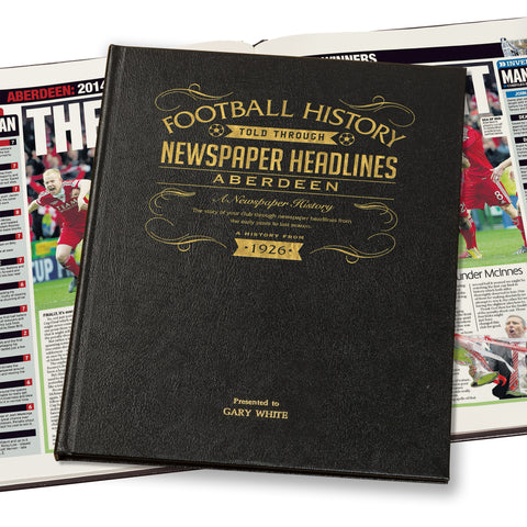 Aberdeen Football Newspaper Book - Leather Black Cover