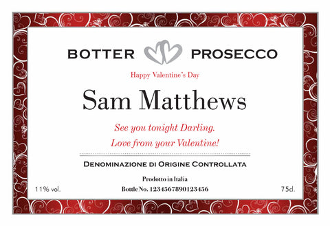 Valentine's Day Classic Labels for Prosecco