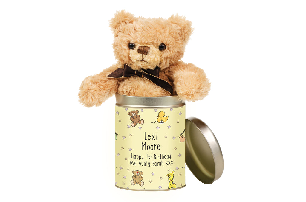 Nursery Scene Teddy in a Tin