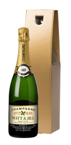 Festive Champagne in a Gold Gift Box