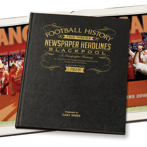 Blackpool Football Newspaper Book - Leather Black Cover