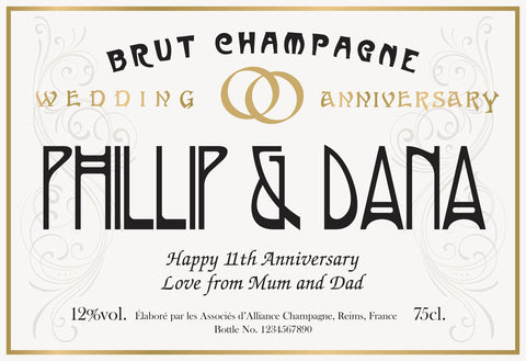 Metro Anniversary Labels for Champagne (Pack of 2)
