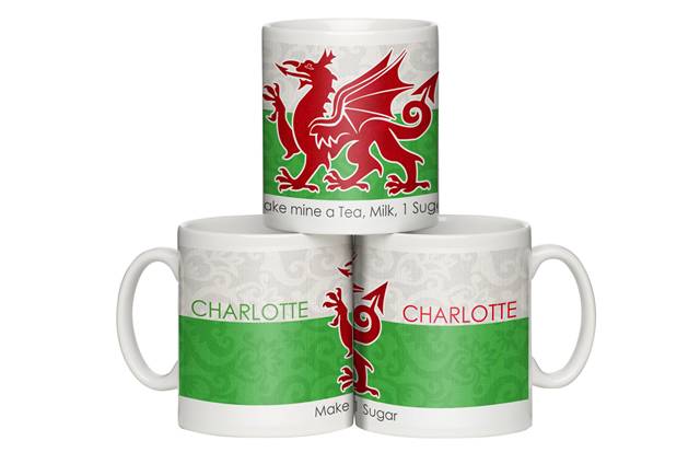 Personalised Shabby Chic Wales Flag Mug