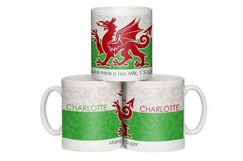 Personalised Shabby Chic Wales Flag Mug