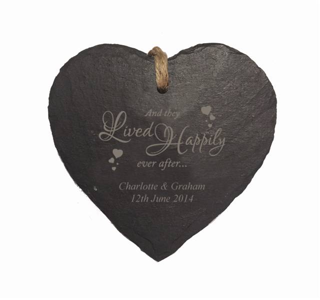 Happily Ever After Heart Slate Hanging Sign