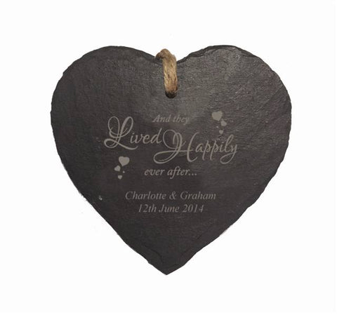 Happily Ever After Heart Slate Hanging Sign