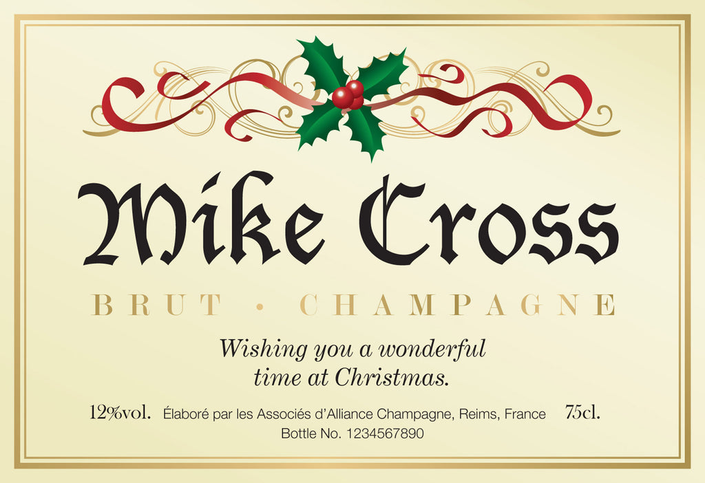 Holly Christmas Labels for Champagne (Pack of 2)