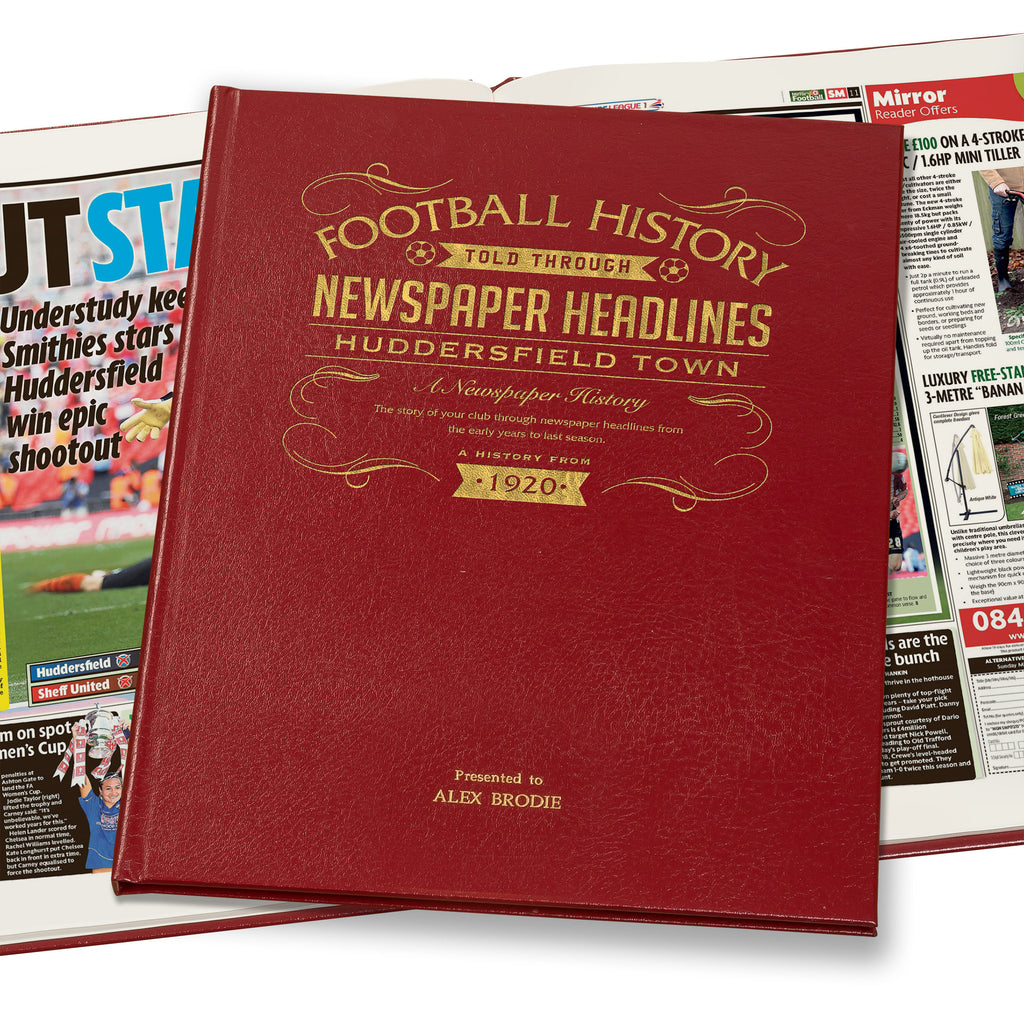 Huddersfield Football Newspaper Book Leather Red Cover