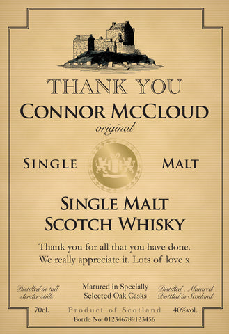 Thank You Labels for Single Malt Whisky