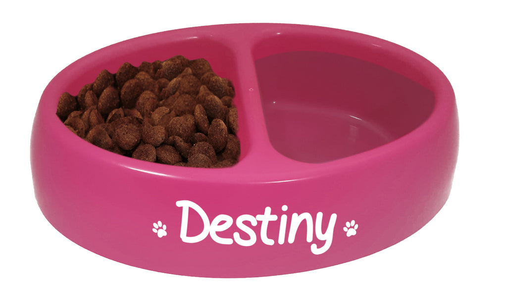 Oval double feeding bowl Pink