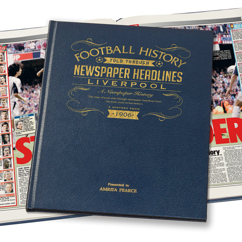 Liverpool Newspaper Book - Leather Blue Cover