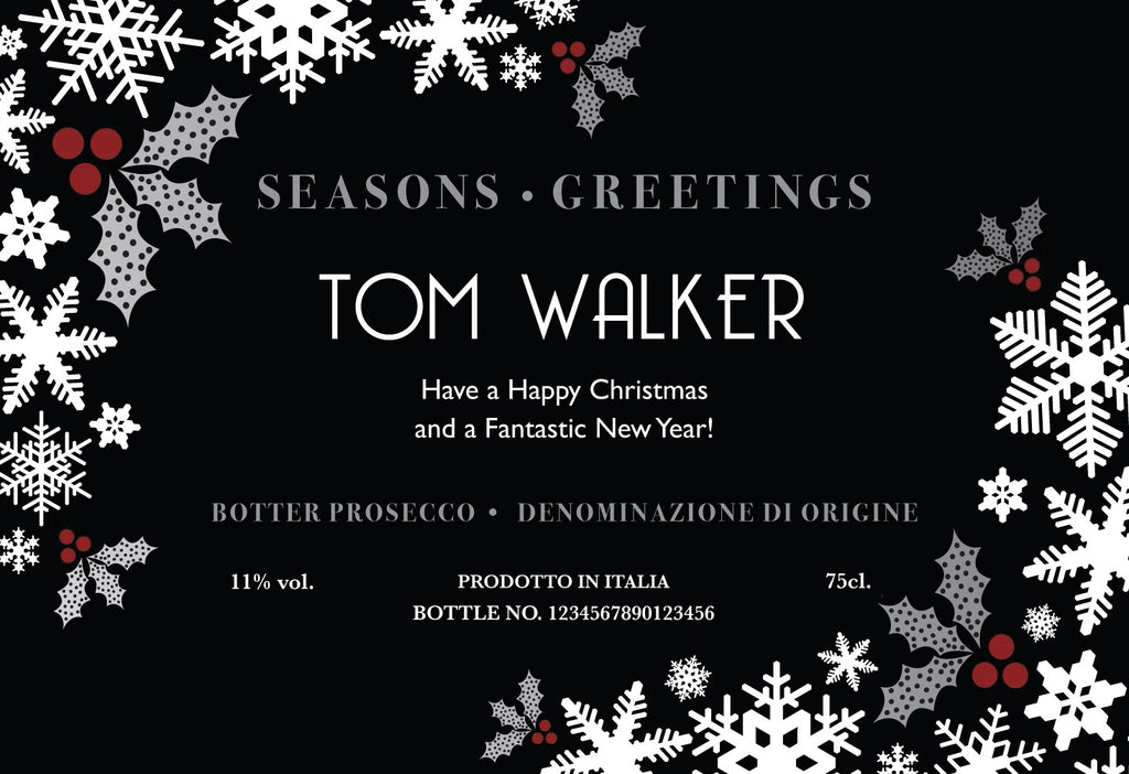 Christmas Snowflakes Labels for Prosecco (Pack of 2)