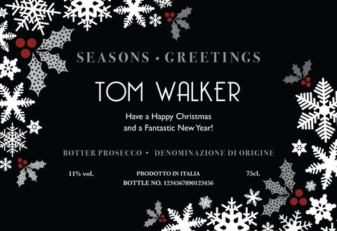 Christmas Snowflakes Labels for Prosecco (Pack of 2)