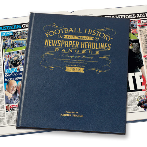 Rangers Newspaper Book - Leather Blue Cover