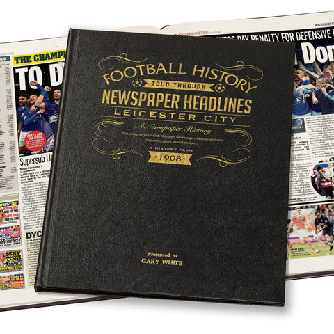 Leicester City Newspaper Book - Leather Black Cover