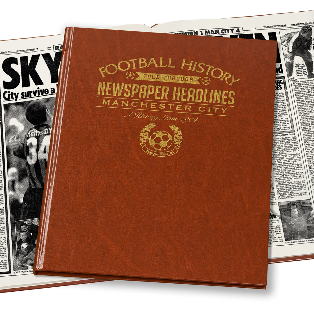 Manchester City Newspaper Book - Brown Leatherette