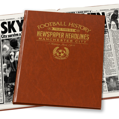 Manchester City Newspaper Book - Brown Leatherette