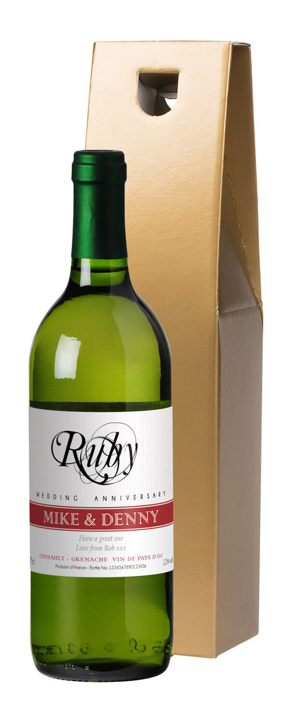 French AC Ruby Anniversary White Wine in a Gold Box