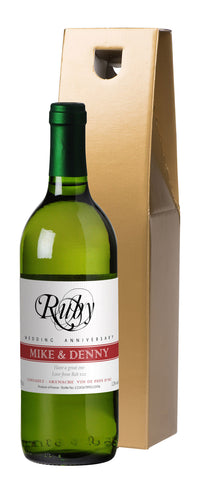 French AC Ruby Anniversary White Wine in a Gold Box