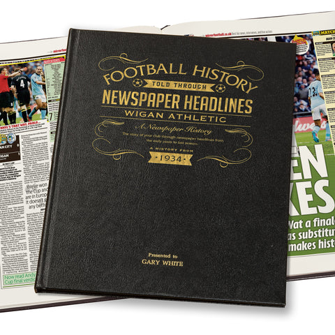 Wigan Athletic Newspaper Book - Leather Black Cover