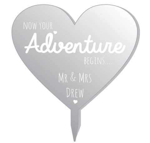 Adventure Heart Mirrored Cake Topper