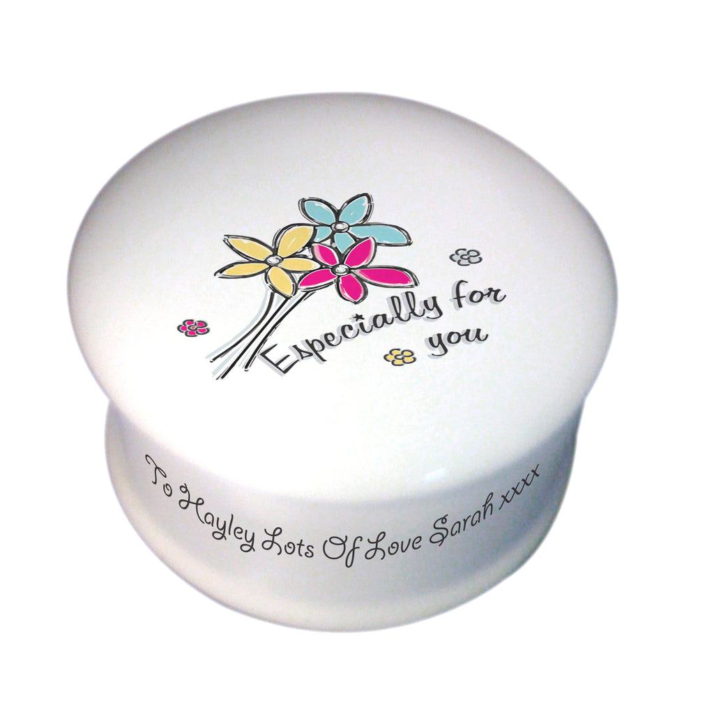 Especially For You Flowers Ceramic Trinket Box