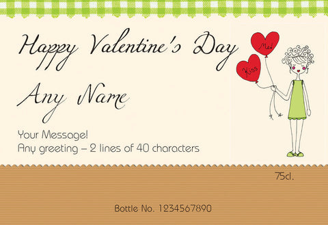 Kiss Me Valentine Labels for White Wine (Pack of 12)