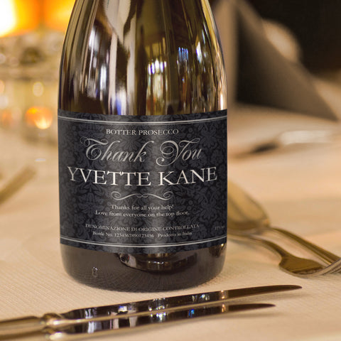 Thank You Floral Personalised Prosecco