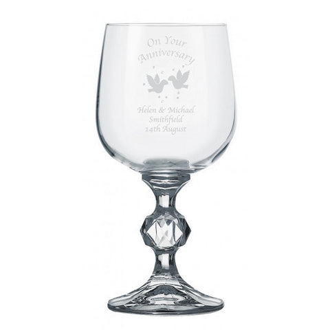 Anniversary Hearts/Doves Claudia Wine Glass