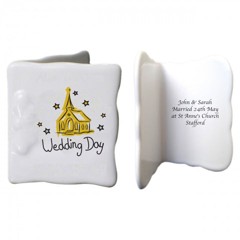 Church Wedding Day Bone China Message Card