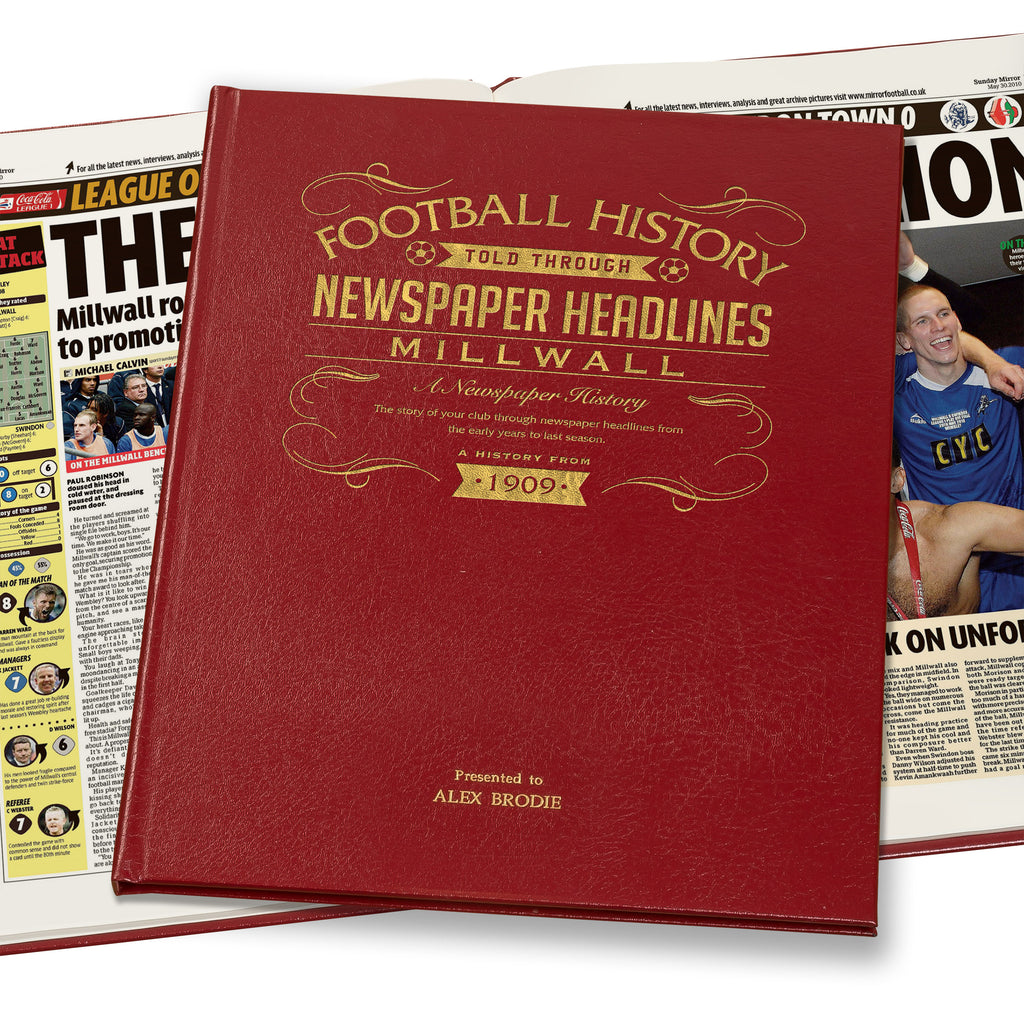 Millwall Newspaper Book - Leather Red Cover
