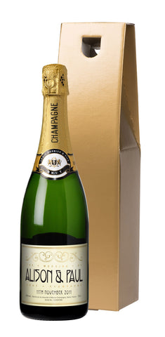 Reception Wedding Champagne in a Gold Gift box