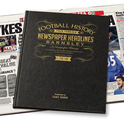 Barnsley Football Newspaper Book - Leather Black Cover